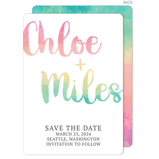 Rainbow Watercolor Save The Date Cards